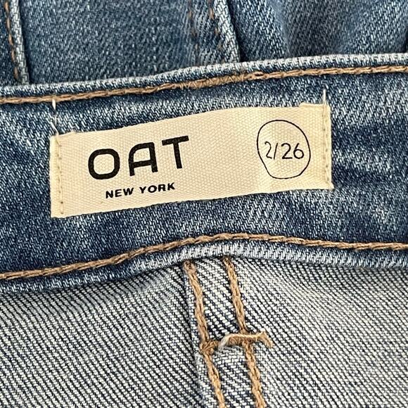 OAT New York Jean Skirt Womens 2/26 Blue Denim Maxi Front Slit Button Fly - Picture 6 of 9